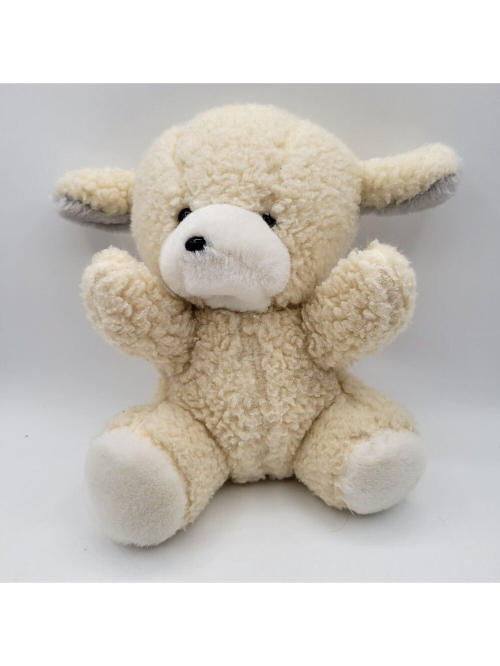 Vintage Amtra Lamb Plush Stuffed Animal Toy 9" Cream Gray Soft Cuddly Baby Gift